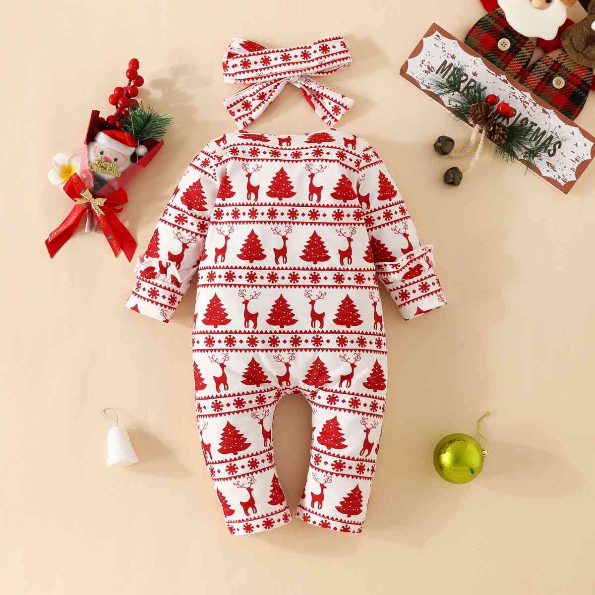 Christmas Zip up Ruffled Onesie