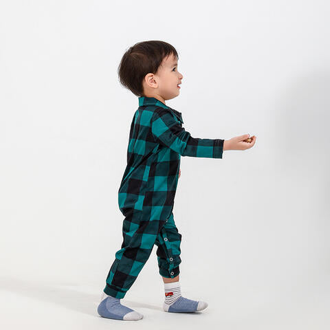 Baby Plaid Collared Neck Jumpsuit - Ashley's Artistries