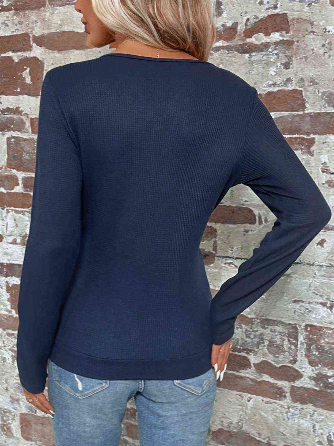 Button Detail Long Sleeve Top - Ashley's Artistries