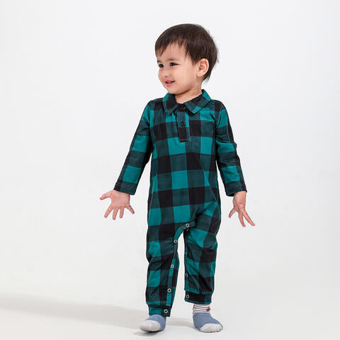 Baby Plaid Collared Neck Jumpsuit - Ashley's Artistries