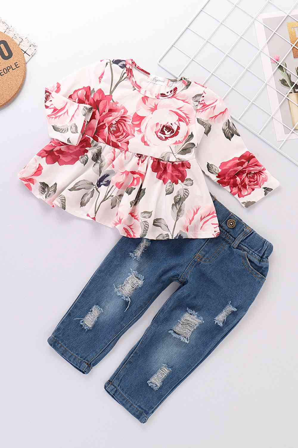 Floral Babydoll Top and Jeans Set - Ashley's Artistries