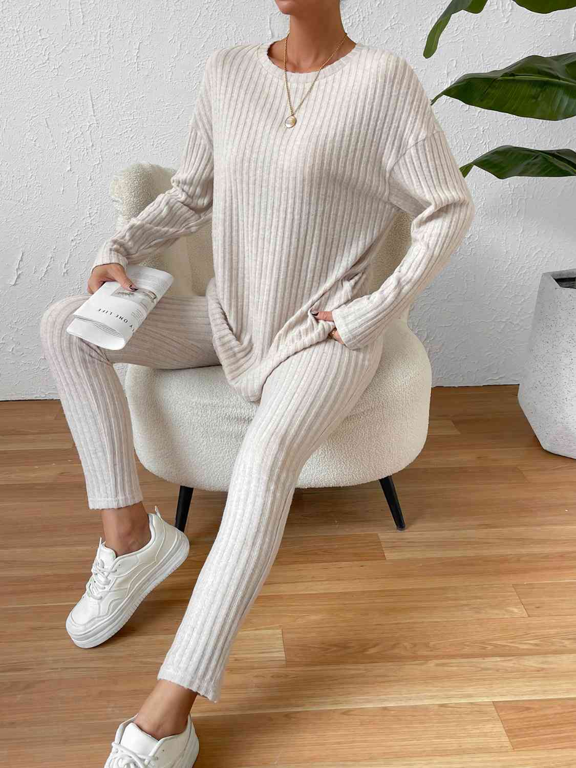 Ribbed Top and Pants Lounge Set - Ashley's Artistries