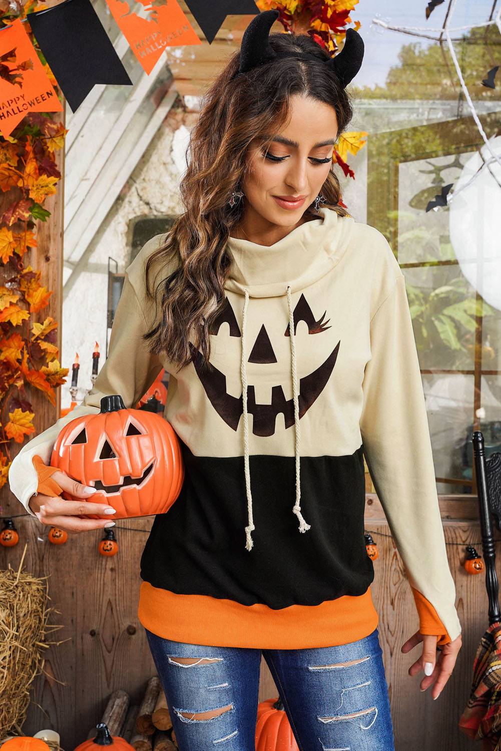 Long Sleeve Jack-O'-Lantern Sweater - Ashley's Artistries