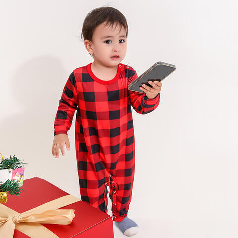 Baby Plaid Round Neck Jumpsuit - Ashley's Artistries