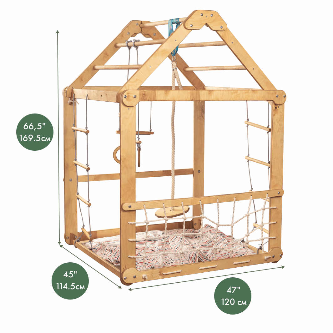 Indoor Wooden Playhouse with Swings - Ashley's Artistries