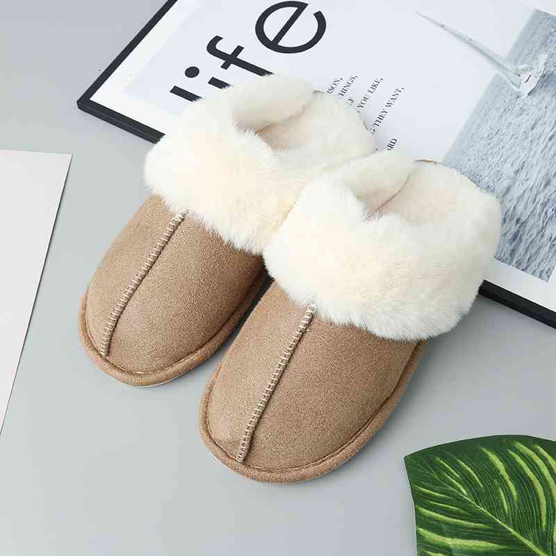 Faux Suede Center Seam Slippers - Ashley's Artistries