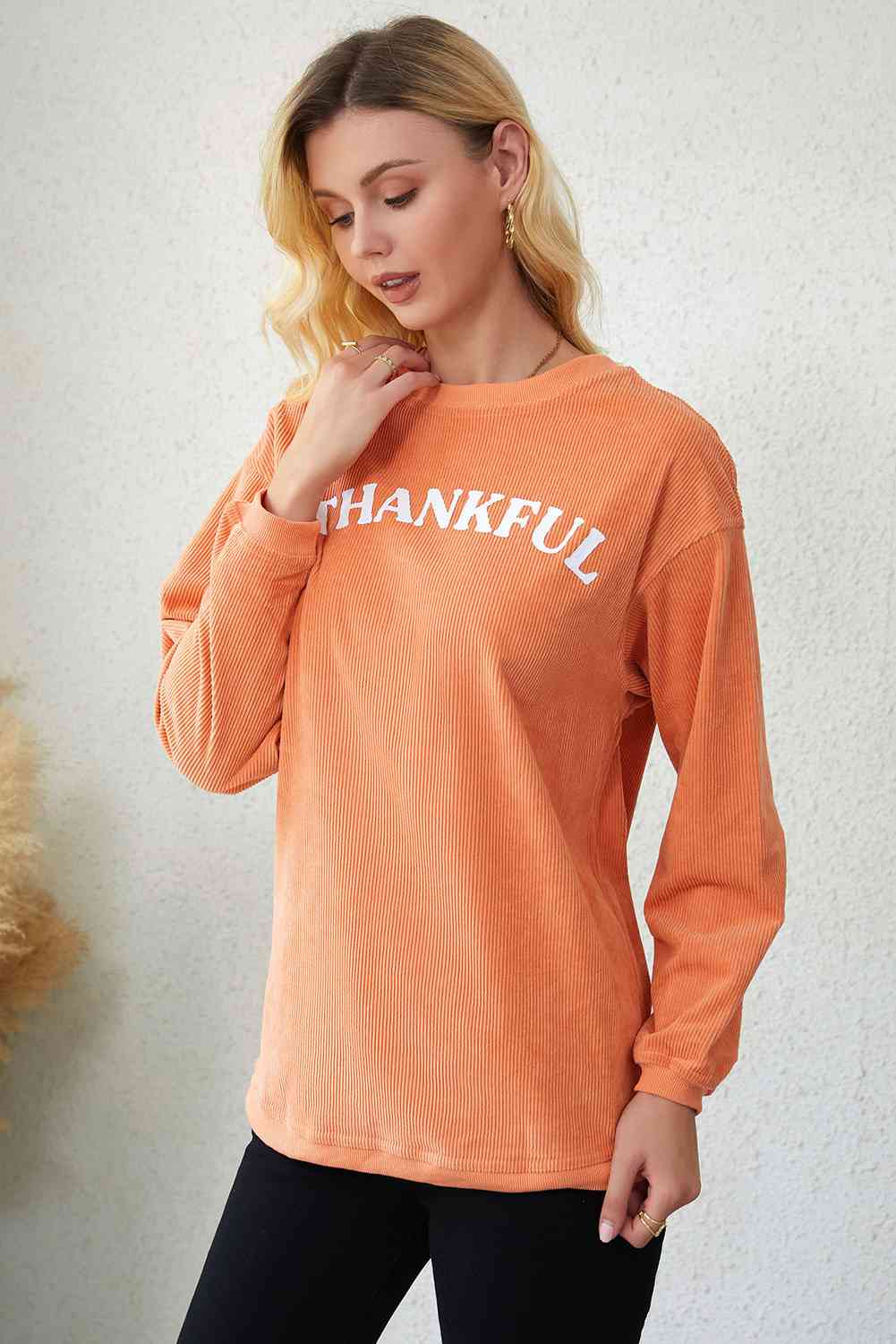 Thankful Graphic Long Sleeve Sweater - Ashley's Artistries