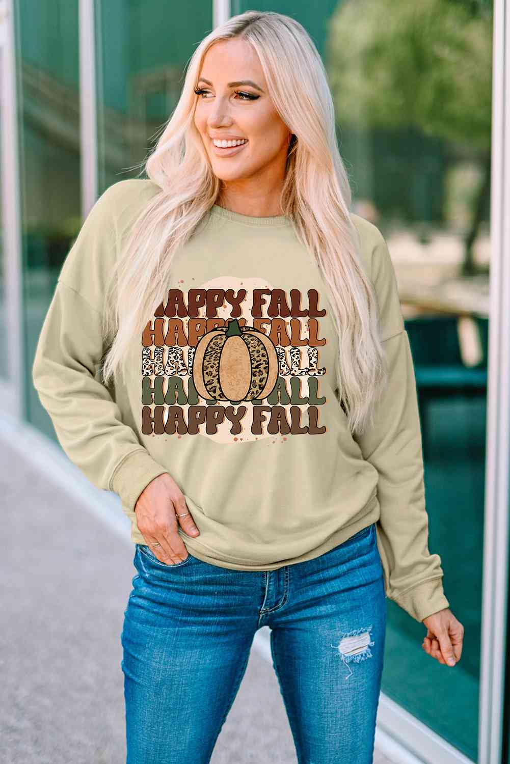 Happy Fall Dropped Shoulder Sweater - Ashley's Artistries