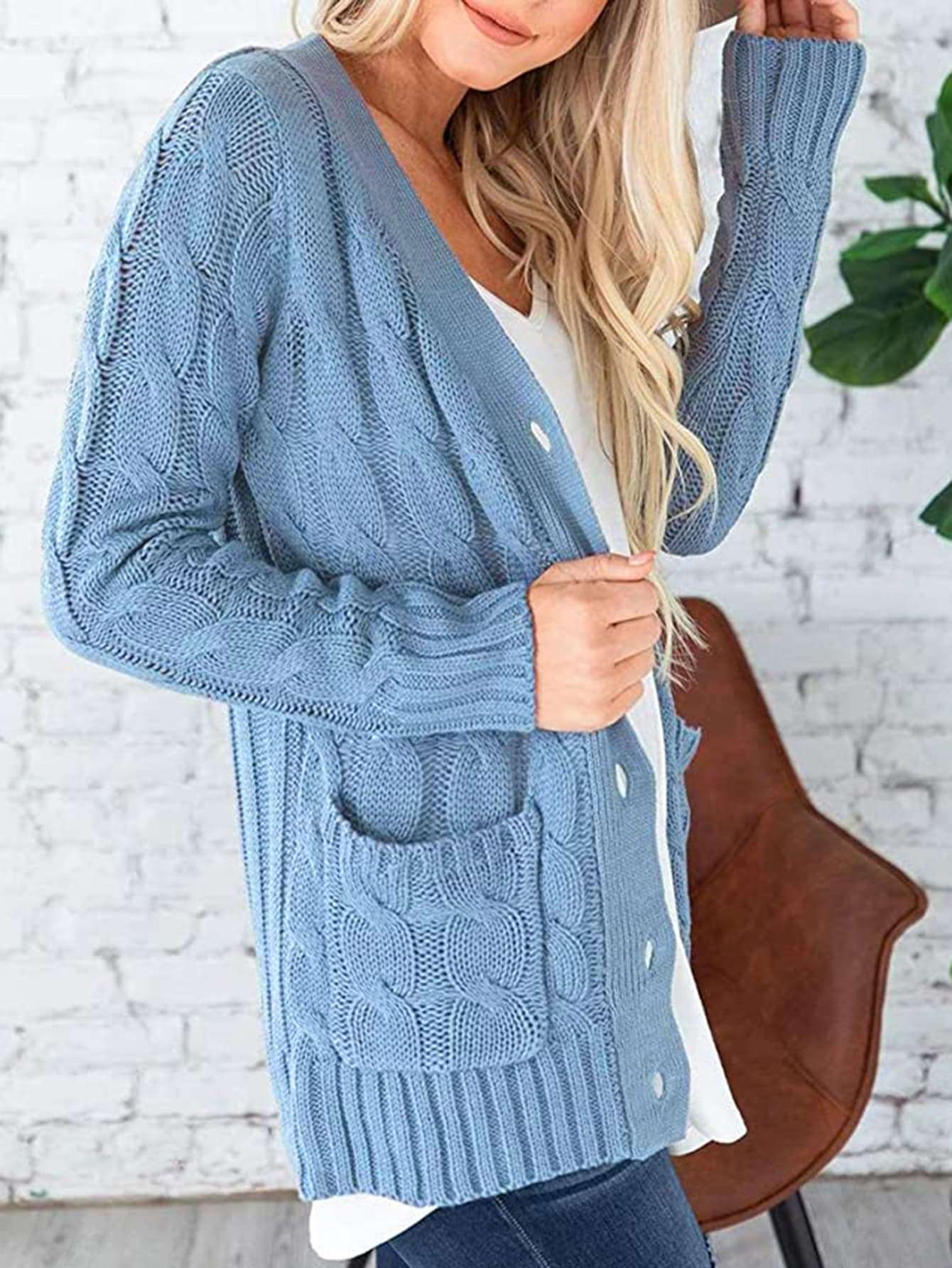 Cable-Knit Cardigan with Pockets - Ashley's Artistries