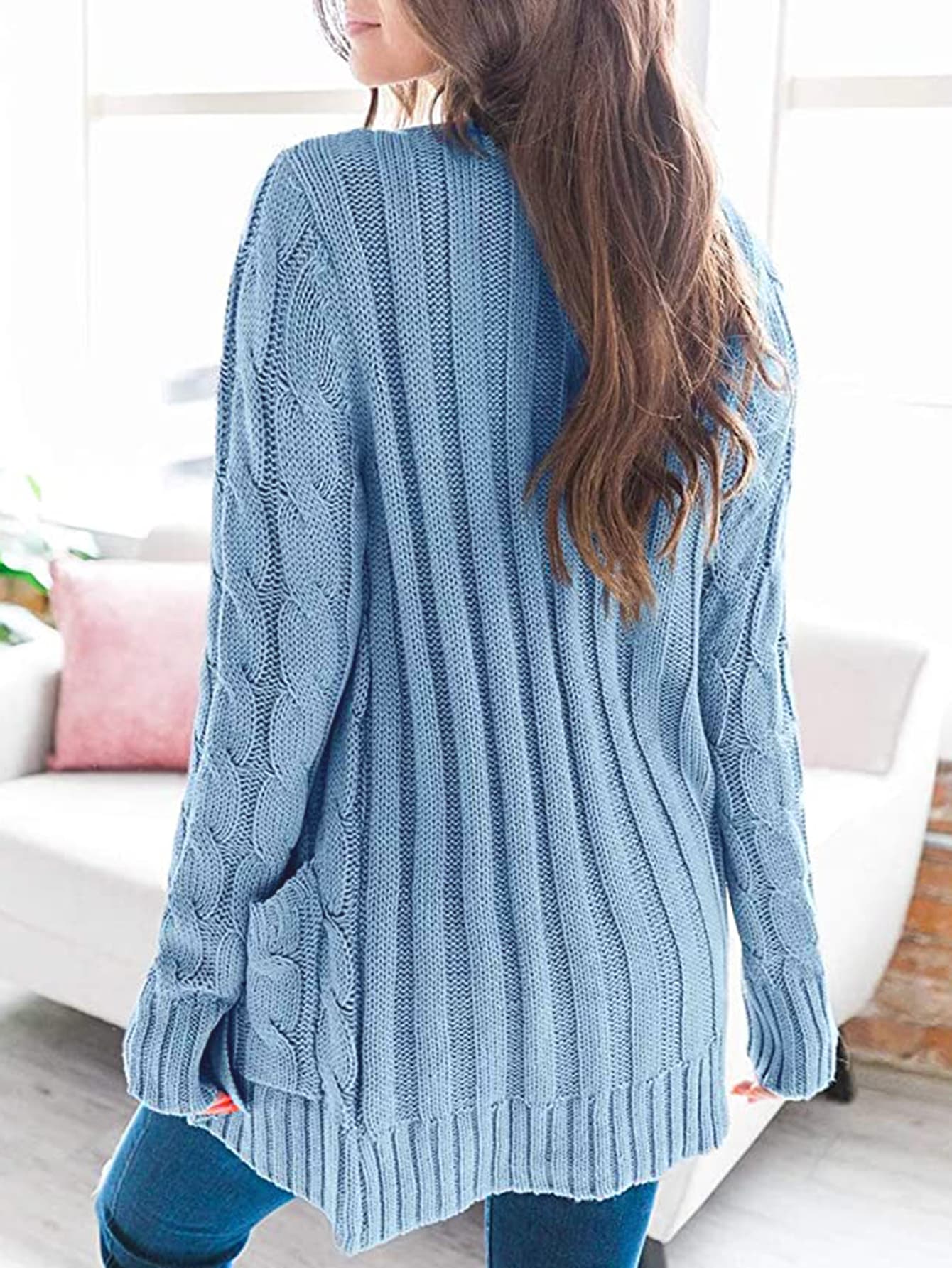 Cable-Knit Cardigan with Pockets - Ashley's Artistries