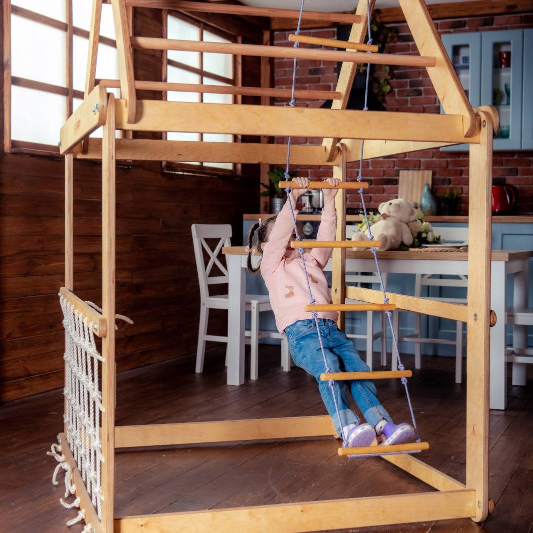 Indoor Wooden Playhouse with Swings - Ashley's Artistries