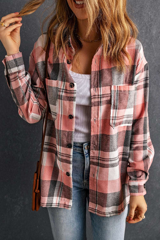 Plaid Dropped Shoulder Long sleeve Shirt - Ashley's Artistries