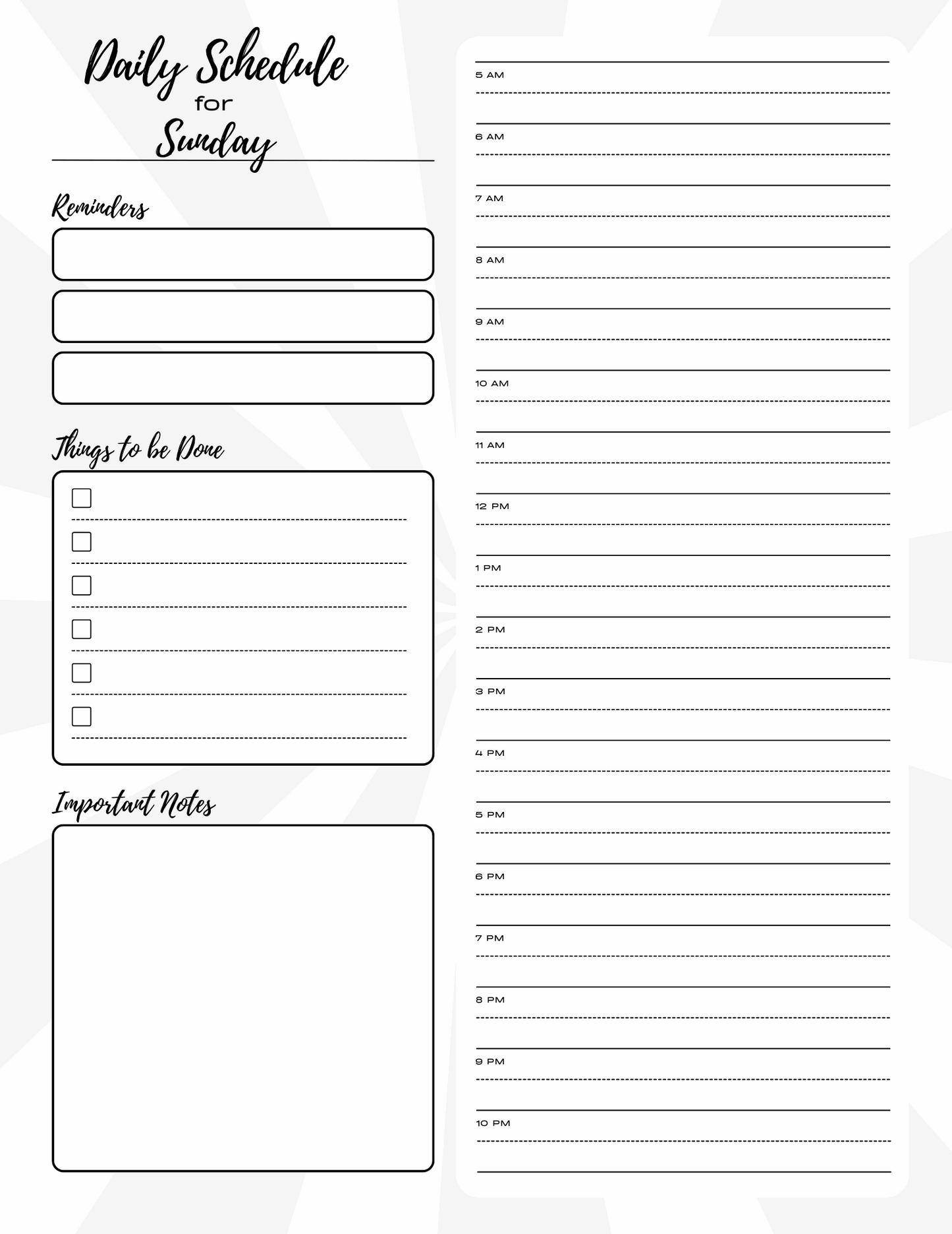 Weekly Schedule Printout - Ashley's Artistries