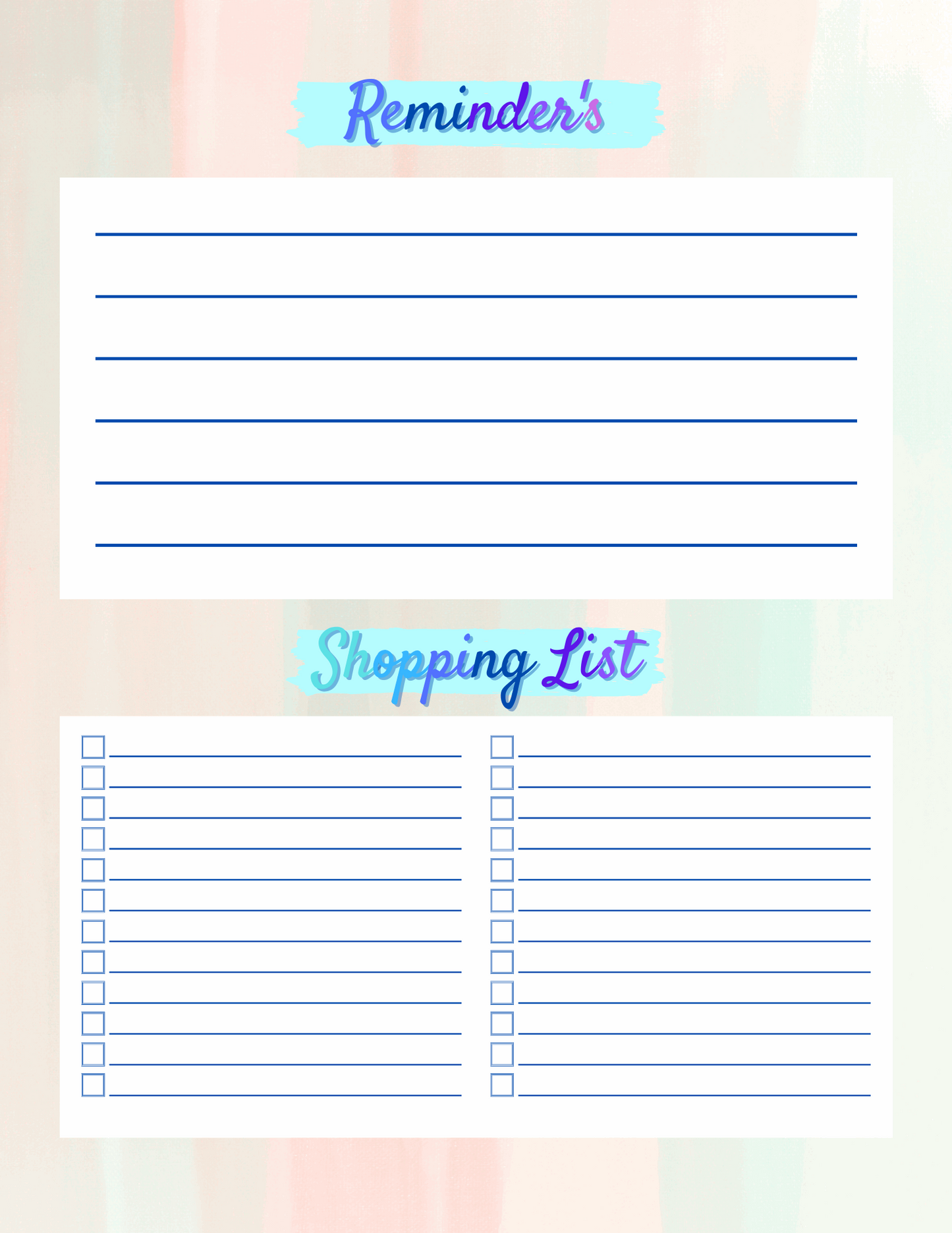 Workout & Meal Planning Printables - Ashley's Artistries