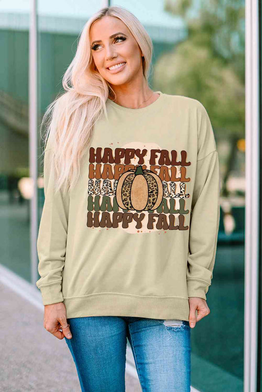 Happy Fall Dropped Shoulder Sweater - Ashley's Artistries