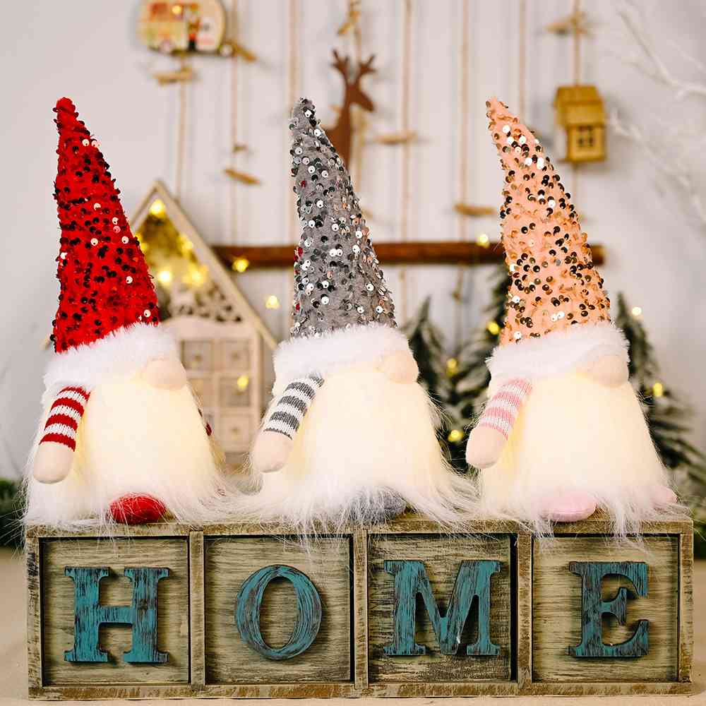 Sequin Light-Up Gnome Decoration - Ashley's Artistries