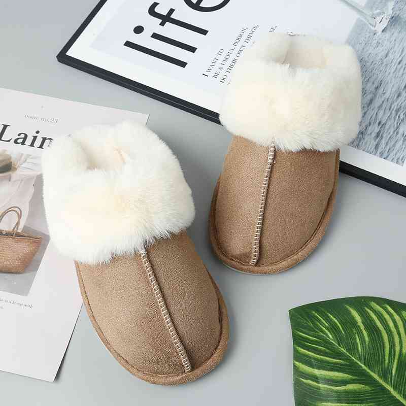 Faux Suede Center Seam Slippers - Ashley's Artistries