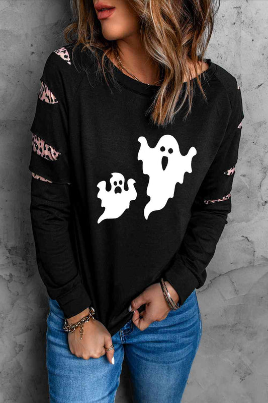 Ghost Graphic Round Neck Sweatshirt - Ashley's Artistries