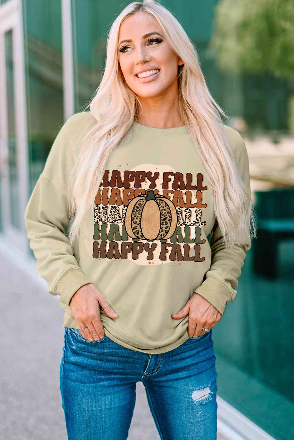 Happy Fall Dropped Shoulder Sweater - Ashley's Artistries