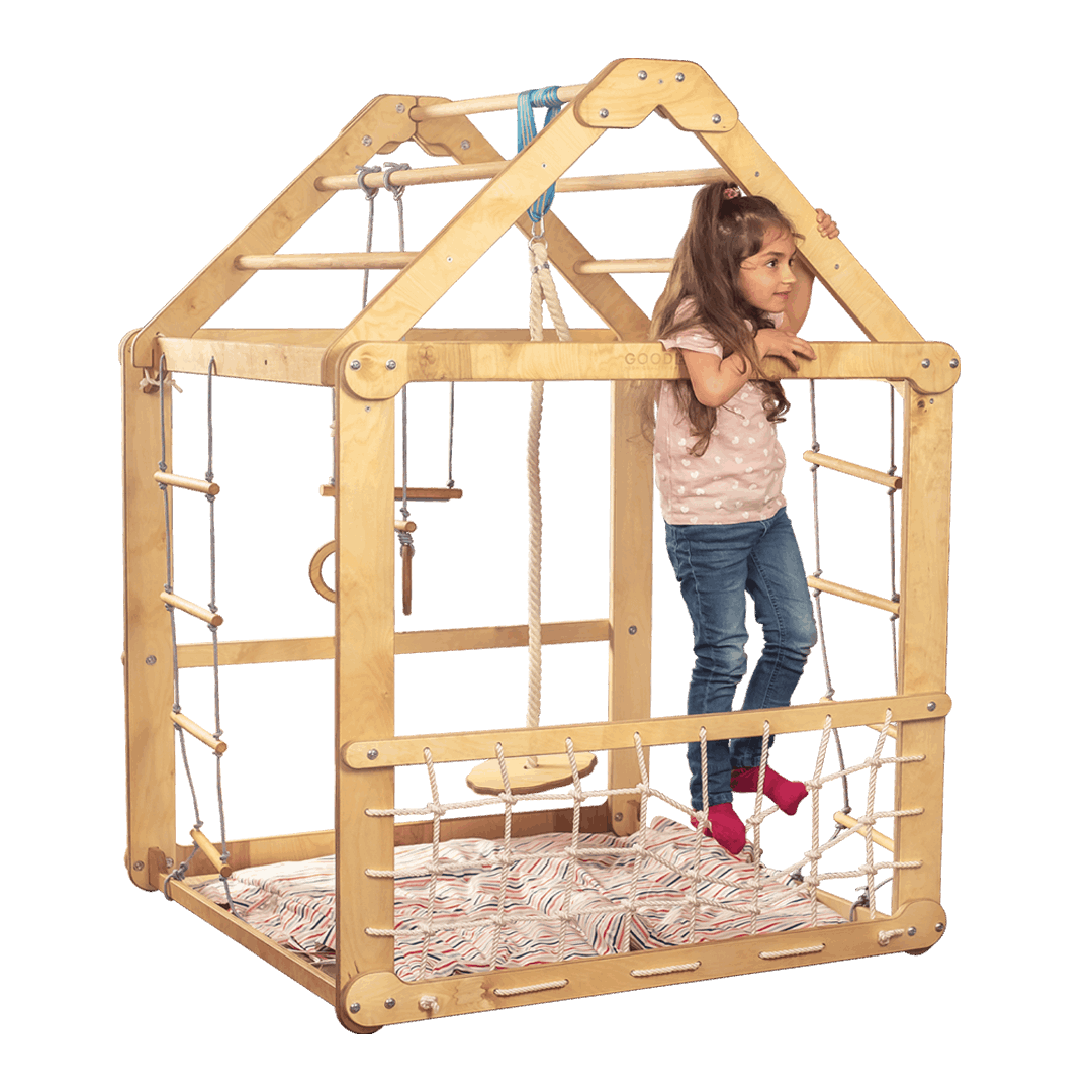 Indoor Wooden Playhouse with Swings - Ashley's Artistries