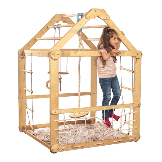 Indoor Wooden Playhouse with Swings - Ashley's Artistries